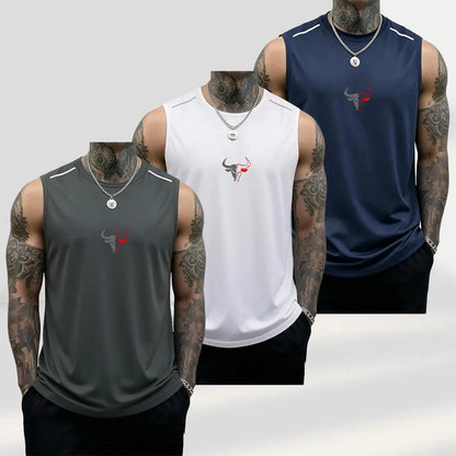 Men's Bull Graphic Muscle Tank Tops Breathable Polyester Sleeveless Athletic Vests