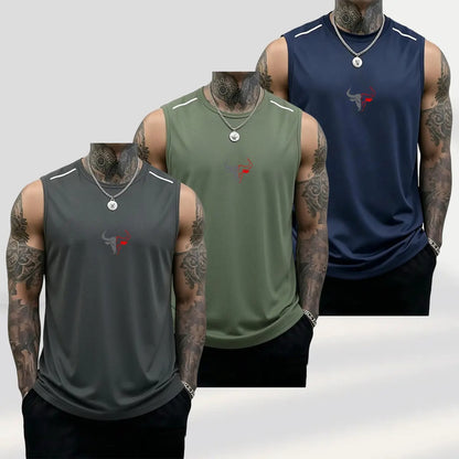 Men's Bull Graphic Muscle Tank Tops Breathable Polyester Sleeveless Athletic Vests
