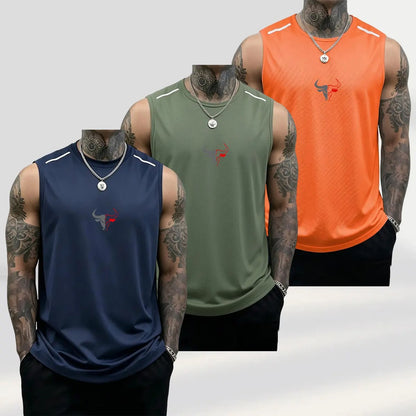 Men's Bull Graphic Muscle Tank Tops Breathable Polyester Sleeveless Athletic Vests