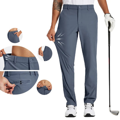 Men's Straight Fit Button Golf Pants Lightweight Quick Dry Stretch Business Casual Work Trousers