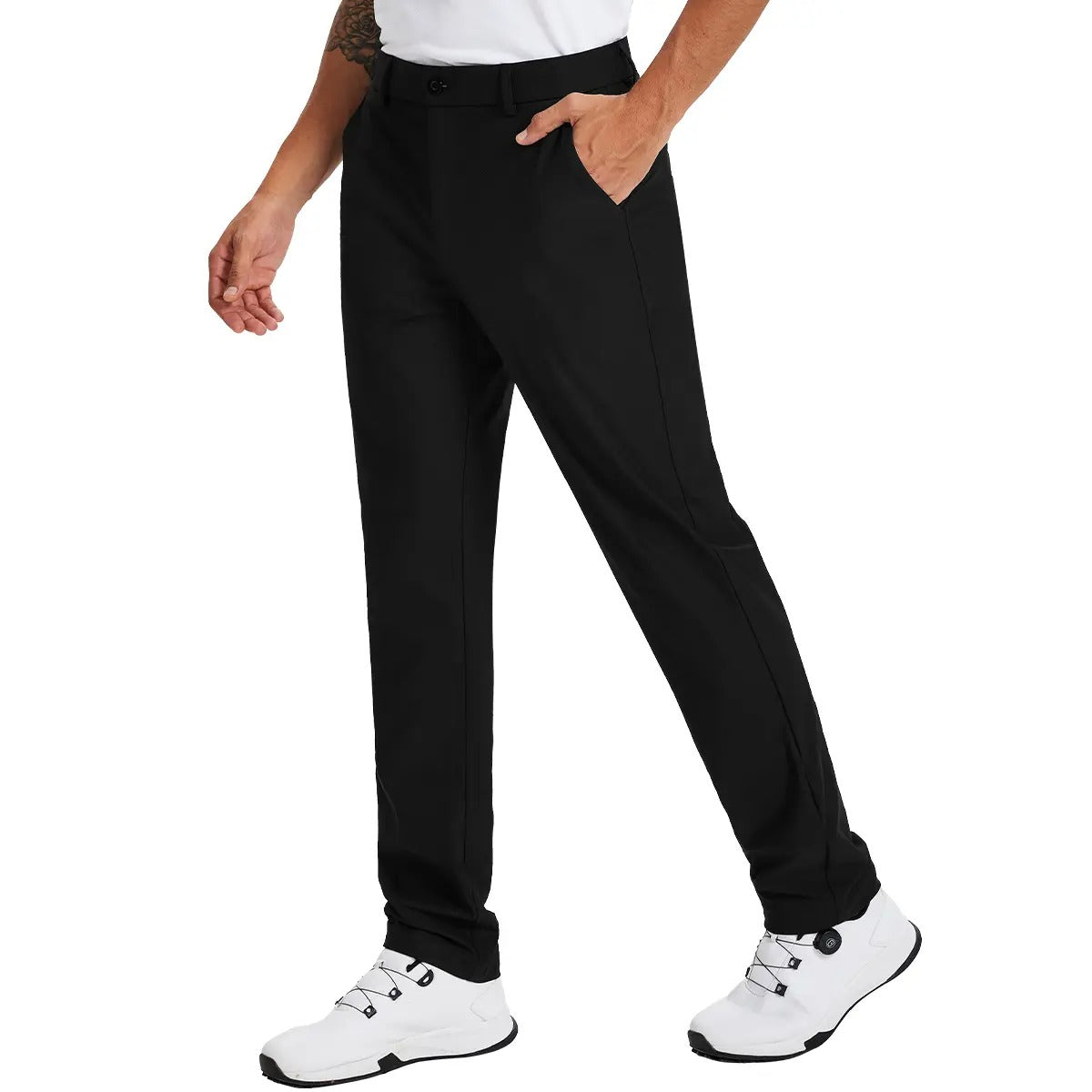 Men's Straight Fit Button Golf Pants Lightweight Quick Dry Stretch Business Casual Work Trousers