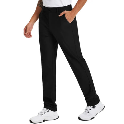Men's Straight Fit Button Golf Pants Lightweight Quick Dry Stretch Business Casual Work Trousers