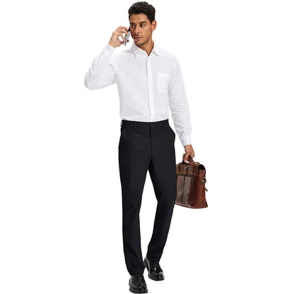Men's Straight Fit Button Golf Pants Lightweight Quick Dry Stretch Business Casual Work Trousers
