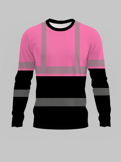 Men's Color Block Striped Long Sleeve T-Shirt Casual Streetwear Crew Neck Tops