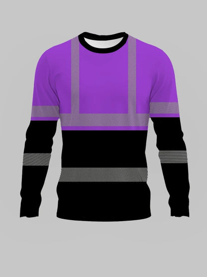 Men's Color Block Striped Long Sleeve T-Shirt Casual Streetwear Crew Neck Tops