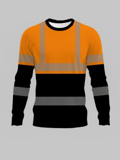 Men's Color Block Striped Long Sleeve T-Shirt Casual Streetwear Crew Neck Tops