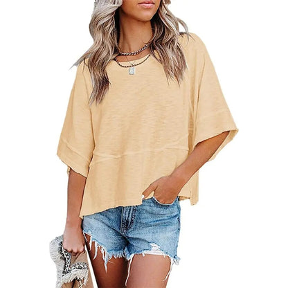 Women's Oversized Batwing Half Sleeve T-Shirt Casual Crewneck Flowy Loose Fit Minimalist Top