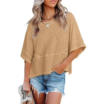 Women's Oversized Batwing Half Sleeve T-Shirt Casual Crewneck Flowy Loose Fit Minimalist Top