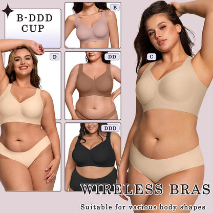 Women's Classic Wireless T‑Shirt Jelly Bra, Full Coverage Smooth Support Bra for All‑Day Everyday Comfort