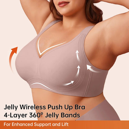 Women's Classic Wireless T‑Shirt Jelly Bra, Full Coverage Smooth Support Bra for All‑Day Everyday Comfort