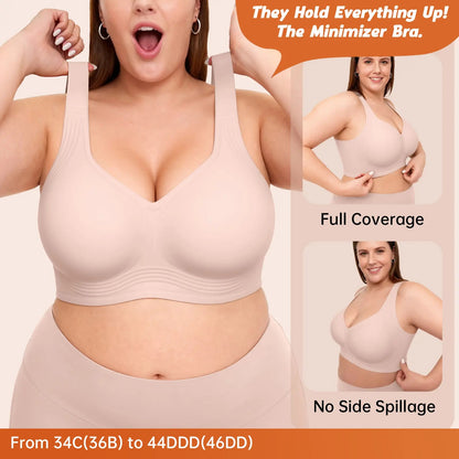 Women's Classic Wireless T‑Shirt Jelly Bra, Full Coverage Smooth Support Bra for All‑Day Everyday Comfort