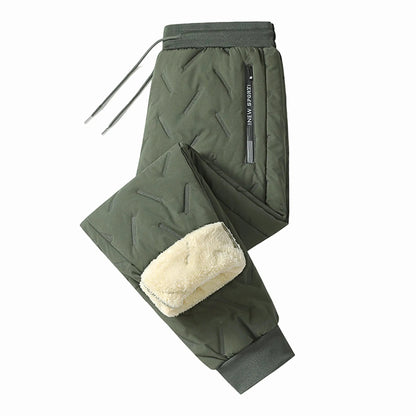 Men's Thick Sherpa Lined Thermal Pants, High Waist High Stretch Windproof Cold Resistant Solid Casual Sports Pants