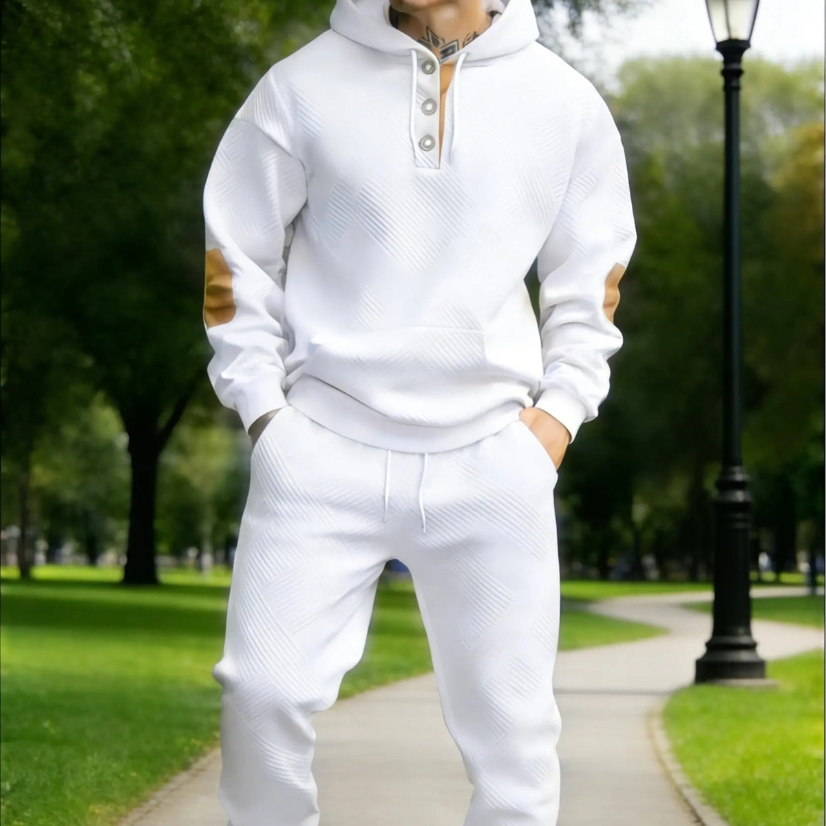 Men's 2-Piece Textured Hoodie Tracksuit