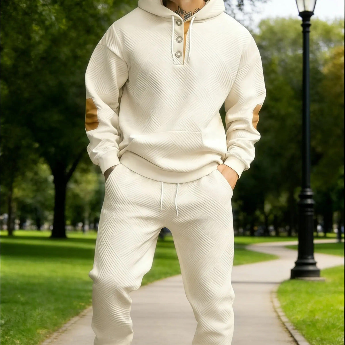 Men's 2-Piece Textured Hoodie Tracksuit
