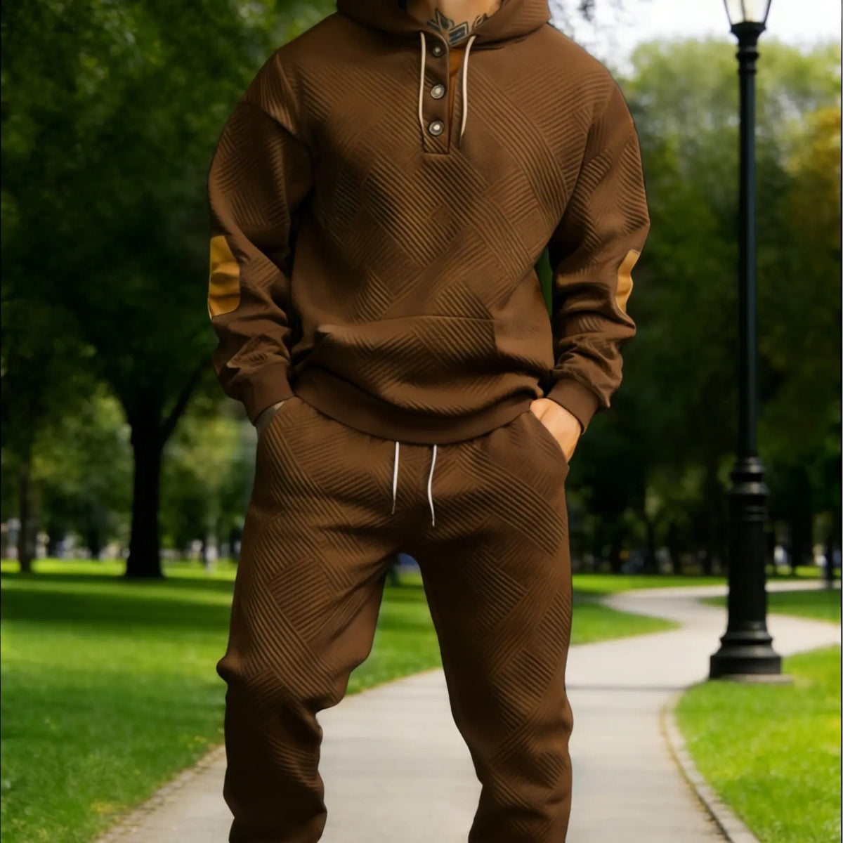 Men's 2-Piece Textured Hoodie Tracksuit