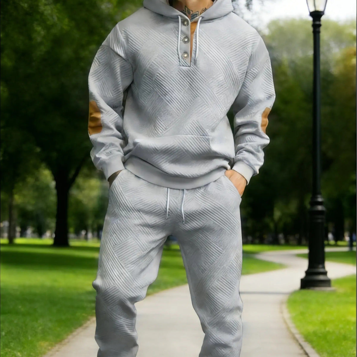 Men's 2-Piece Textured Hoodie Tracksuit