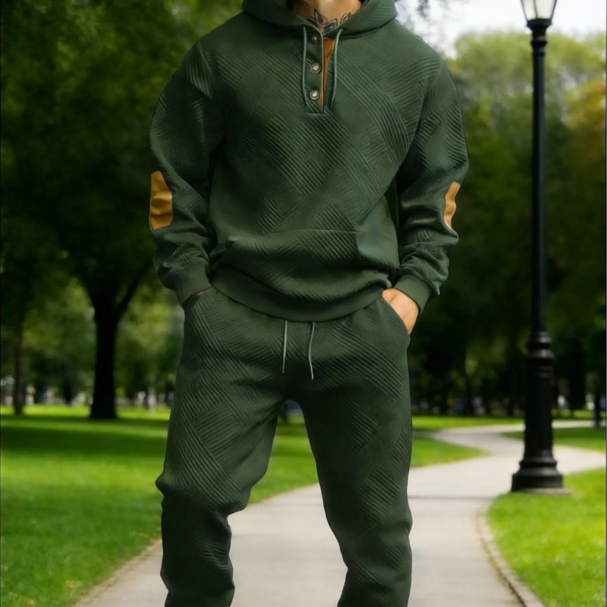 Men's 2-Piece Textured Hoodie Tracksuit