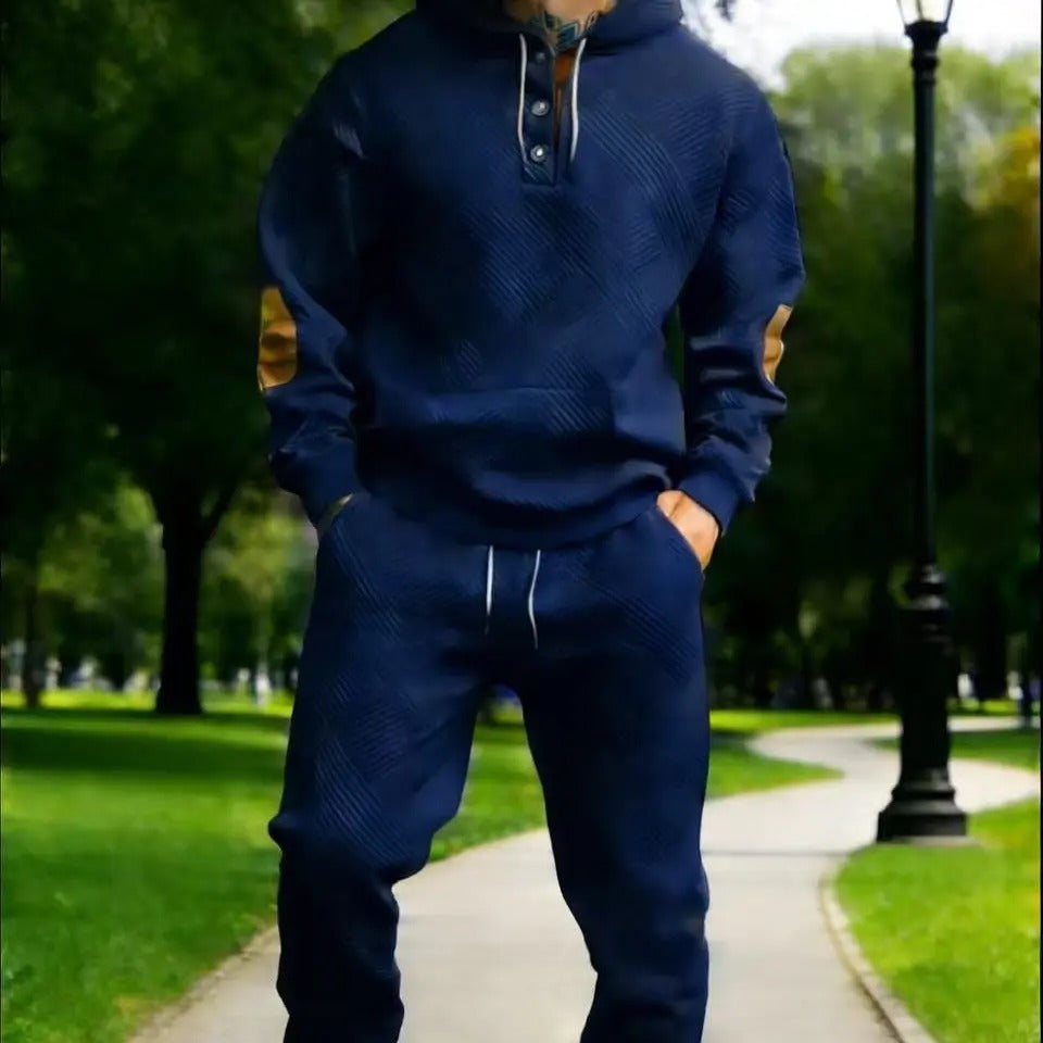 Men's 2-Piece Textured Hoodie Tracksuit