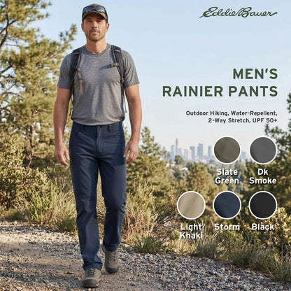 Men's Outdoor Hiking Pants, Water Repellent 2-Way Stretch Trousers with UPF 50+ Sun Protection, Lightweight Camping Travel Casual Pants