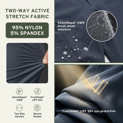 Men's Outdoor Hiking Pants, Water Repellent 2-Way Stretch Trousers with UPF 50+ Sun Protection, Lightweight Camping Travel Casual Pants
