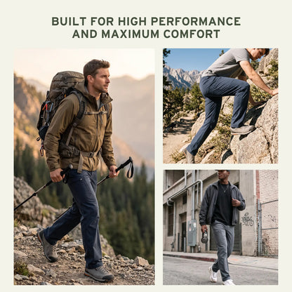 Men's Outdoor Hiking Pants, Water Repellent 2-Way Stretch Trousers with UPF 50+ Sun Protection, Lightweight Camping Travel Casual Pants