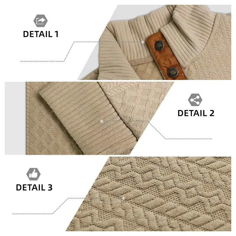 Men's Stand Collar Sweater – Elbow Patch Detail