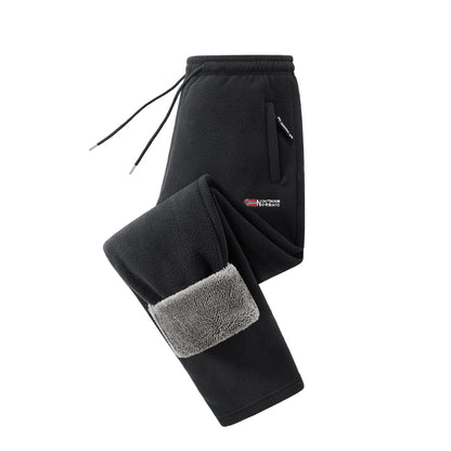 Men's Fleece Lined Winter Athletic Pants, Elastic Drawstring Warm Casual Long Pants with Pockets, Comfort Thick Thermal Joggers