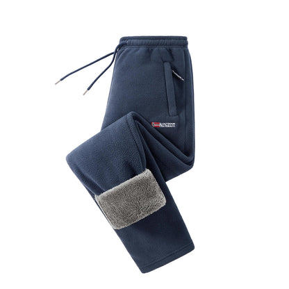 Men's Fleece Lined Winter Athletic Pants, Elastic Drawstring Warm Casual Long Pants with Pockets, Comfort Thick Thermal Joggers