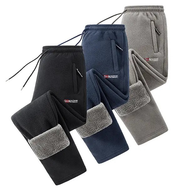 Men's Fleece Lined Winter Athletic Pants, Elastic Drawstring Warm Casual Long Pants with Pockets, Comfort Thick Thermal Joggers
