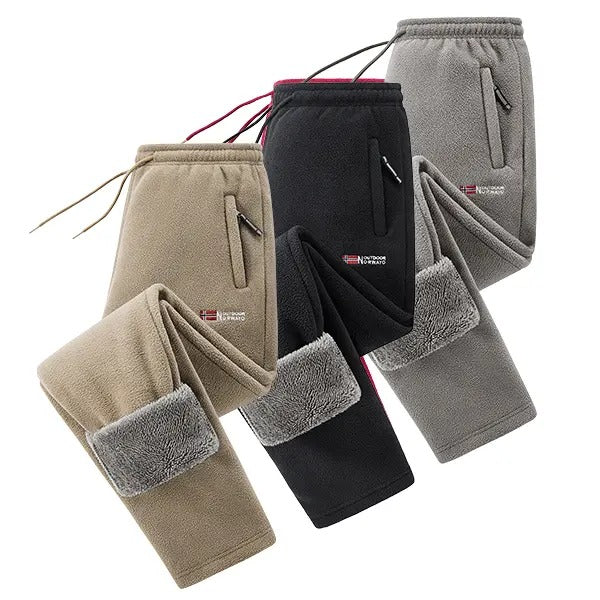 Men's Fleece Lined Winter Athletic Pants, Elastic Drawstring Warm Casual Long Pants with Pockets, Comfort Thick Thermal Joggers