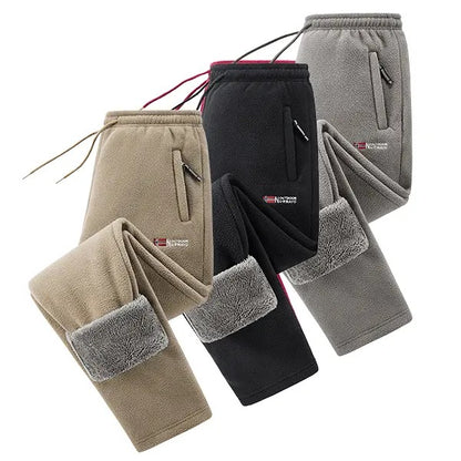 Men's Fleece Lined Winter Athletic Pants, Elastic Drawstring Warm Casual Long Pants with Pockets, Comfort Thick Thermal Joggers