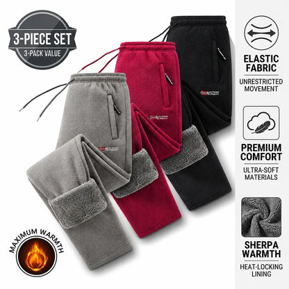 Men's Fleece Lined Winter Athletic Pants, Elastic Drawstring Warm Casual Long Pants with Pockets, Comfort Thick Thermal Joggers