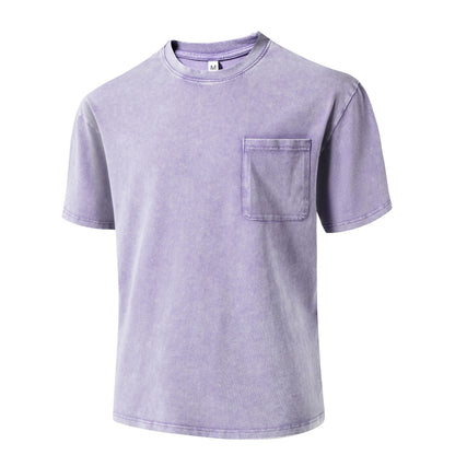 Unisex 100% Pure Cotton Vintage Washed T-Shirt, Casual Crew Neck Short Sleeve Couple Tops, Fashion Everyday Street Outdoor Tees