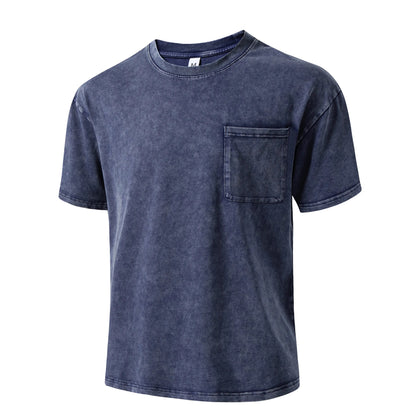 Unisex 100% Pure Cotton Vintage Washed T-Shirt, Casual Crew Neck Short Sleeve Couple Tops, Fashion Everyday Street Outdoor Tees