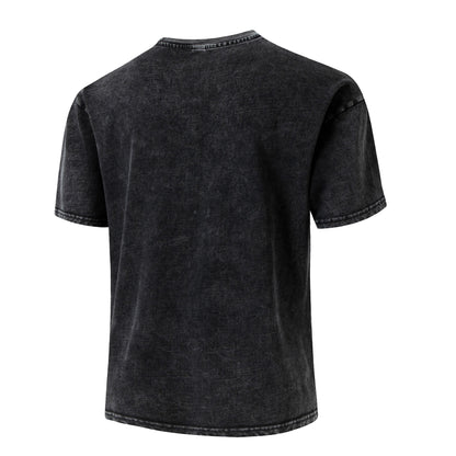Unisex 100% Pure Cotton Vintage Washed T-Shirt, Casual Crew Neck Short Sleeve Couple Tops, Fashion Everyday Street Outdoor Tees
