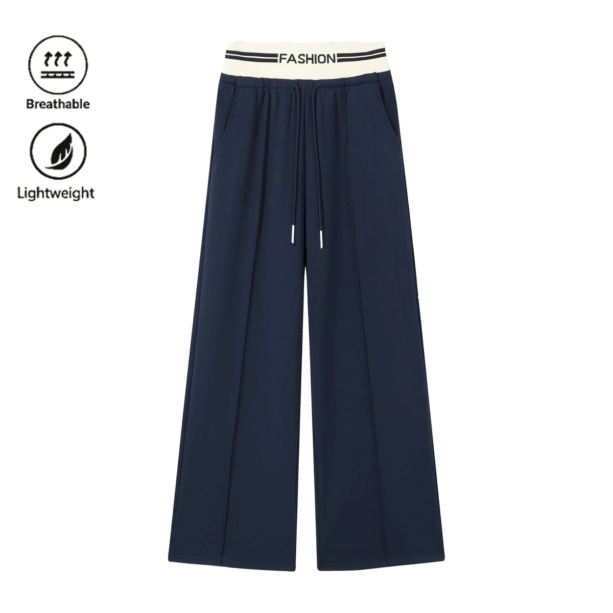 Women's Contrast Waistband Wide Leg Sweatpants, Soho Chic Casual Loose Trousers, Spring Autumn Daily Commute Shopping Fashion Bottoms