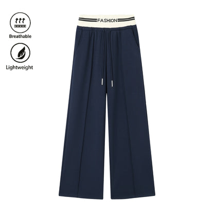 Women's Contrast Waistband Wide Leg Sweatpants, Soho Chic Casual Loose Trousers, Spring Autumn Daily Commute Shopping Fashion Bottoms