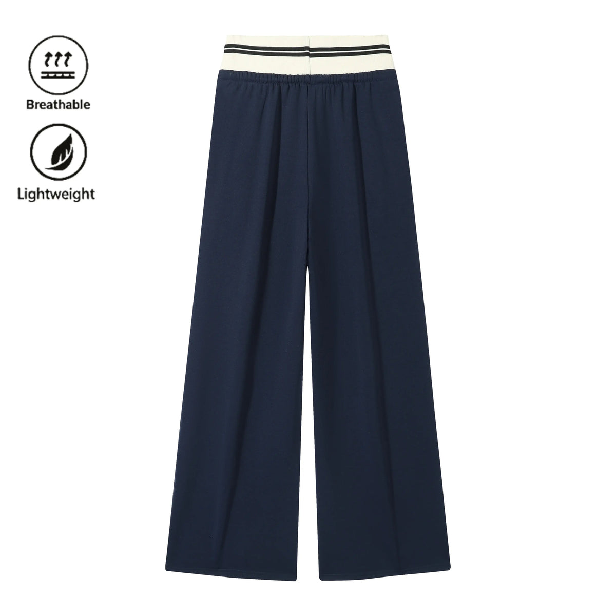 Women's Contrast Waistband Wide Leg Sweatpants, Soho Chic Casual Loose Trousers, Spring Autumn Daily Commute Shopping Fashion Bottoms