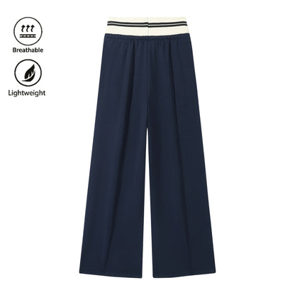 Women's Contrast Waistband Wide Leg Sweatpants, Soho Chic Casual Loose Trousers, Spring Autumn Daily Commute Shopping Fashion Bottoms