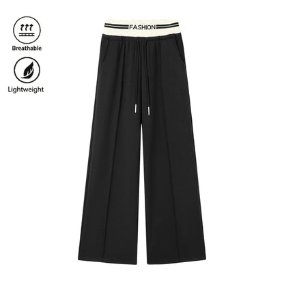 Women's Contrast Waistband Wide Leg Sweatpants, Soho Chic Casual Loose Trousers, Spring Autumn Daily Commute Shopping Fashion Bottoms