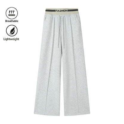 Women's Contrast Waistband Wide Leg Sweatpants, Soho Chic Casual Loose Trousers, Spring Autumn Daily Commute Shopping Fashion Bottoms