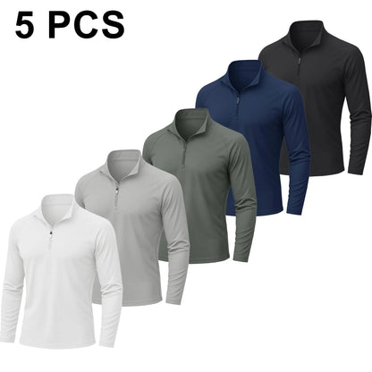 Men's UPF 50+ Quick Dry 1/4 Zip Long Sleeve Shirts, Lightweight Athletic Rashguard Tops, Soho Chic Casual Outdoor Sport Shirts
