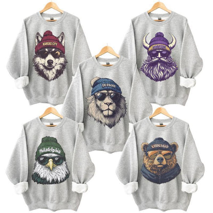 Spirit Animal Ash Color Football Graphic Sweatshirts All Team City Animal Sports Pullover Retro Game Day City Football Sweatshirt CaSual Game Home Town