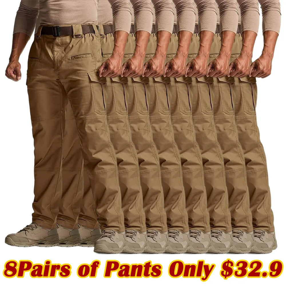Men's Flex Stretch Tactical Pants, Water Resistant Ripstop Cargo Pants