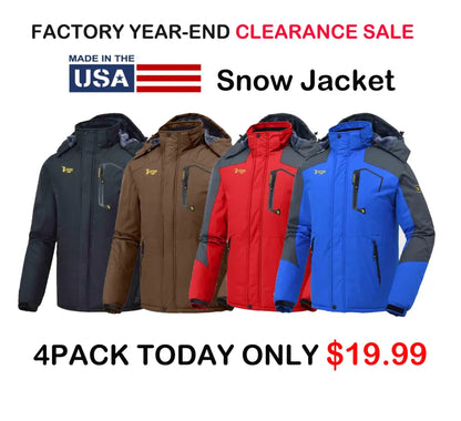 🔥Last day promotion⚡Men's Ski Snow Jacket  Waterproof Insulated Fleece Outdoor Mountain Hooded Winter Coat