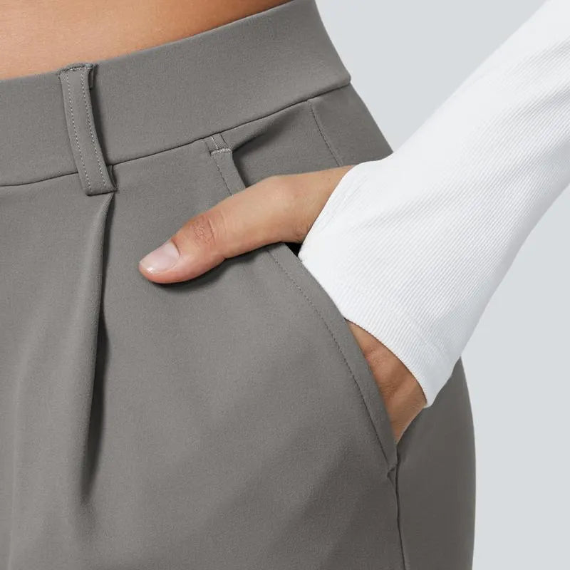 Flex High Waist Pleated Work Pants