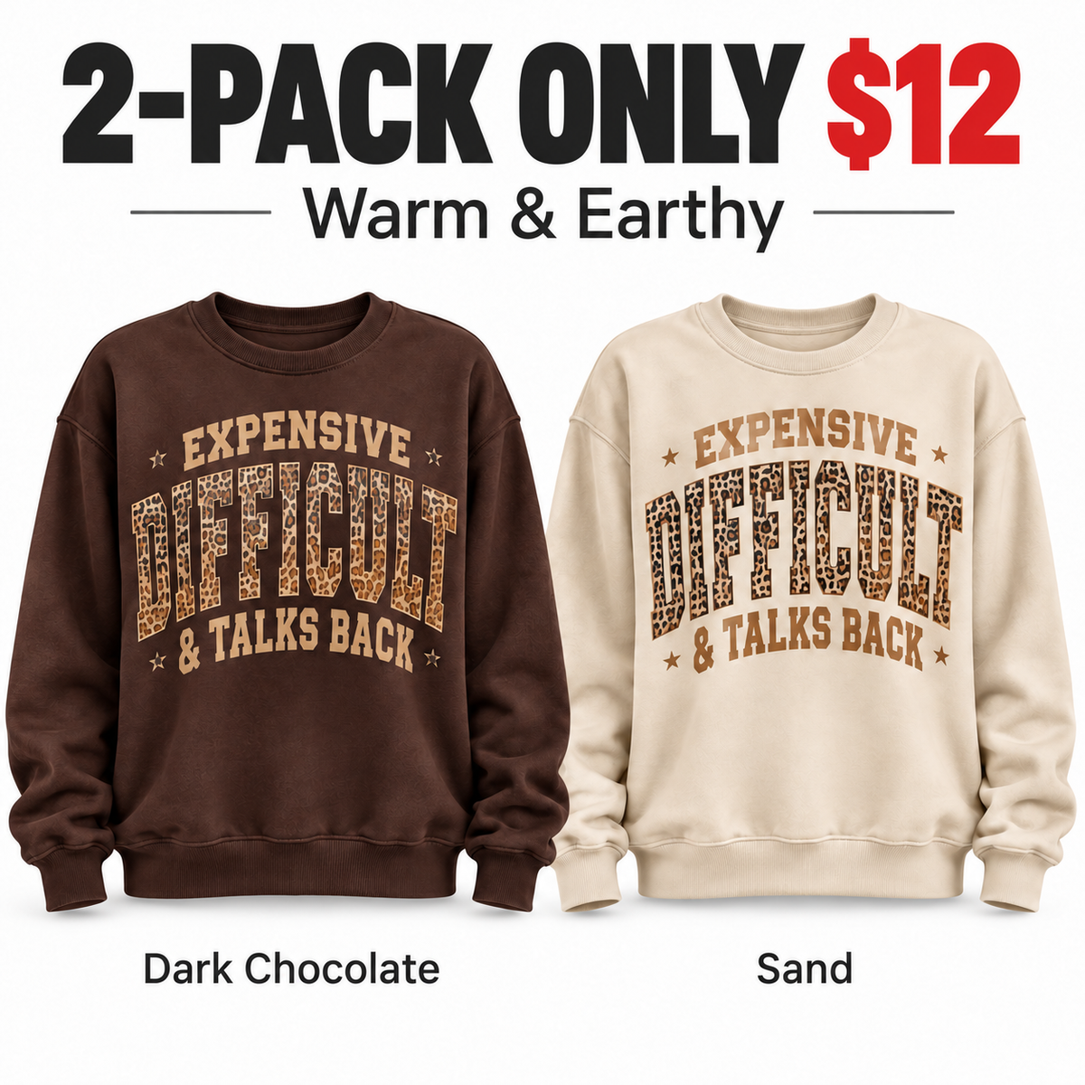 10-PACK ONLY $2410 colors. ---✨ Everyday Leopard Graphic Sweatshirt