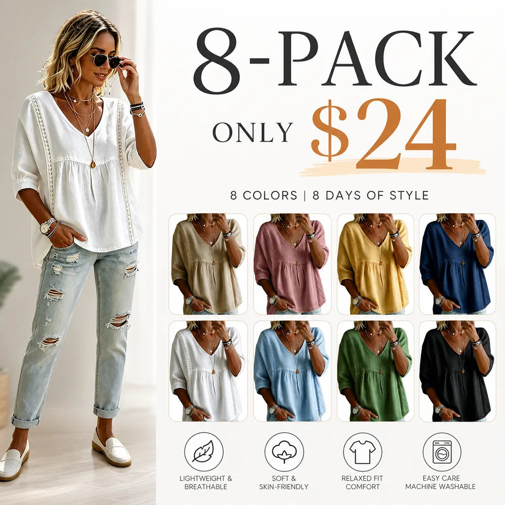 Women's Chic Loose-Fit V-Neck Lace Blouse