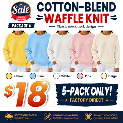 CLEARANCE SALE🔥 Women's Waffle Knit Crewneck Sweatshirt