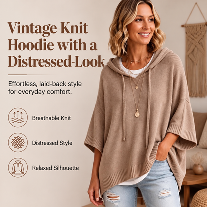 🏆 Bestseller – now half price! Knitted hoodie with drawstring for women